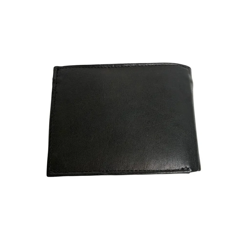 Handcrafted Men's Genuine Leather Tri-fold Wallet Black